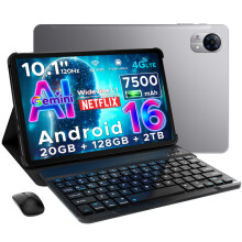 (GRAY) DOOGEE Tab G5 Android 16 Tablet with Sim Card Slot,10 Inch Tablet & Gemini AI, 20GB+128GB/2TB&T7200 Octa Core Android Tablet with Keyboard