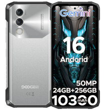 (SILVER) DOOGEE Blade 10 Power Rugged Smartphone,24GB+256GB/2TB, 10300mAh Rugged Phone Android, 50MP, 6.6" HD+, 3 Cards Slots Mobile phone