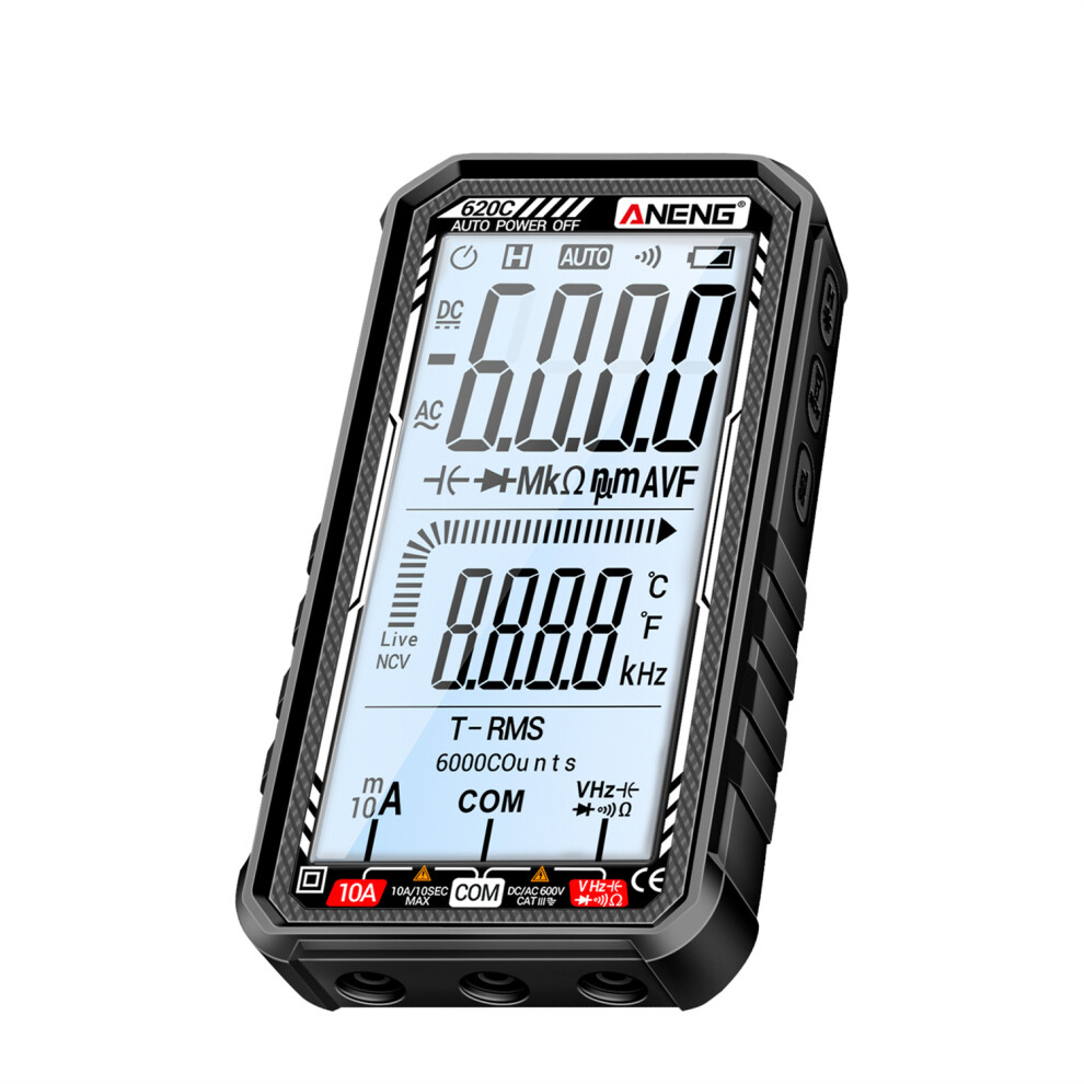 (Black) Digital Multimeter 6000 Counting Transistor Tester Auto Capacitance Meter Ac/Dc Black 320997753445