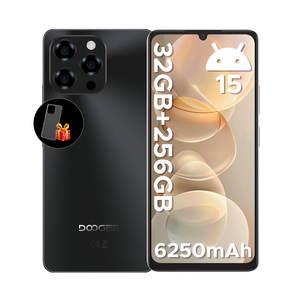 Doogee (Black) Note 58 Pro Mobile Phones, 32(8+24) Gb+256Gb 2Tb Tf, 6250Mah & 6.75" Hd+ 90Hz Display, Newest Android Smartphone