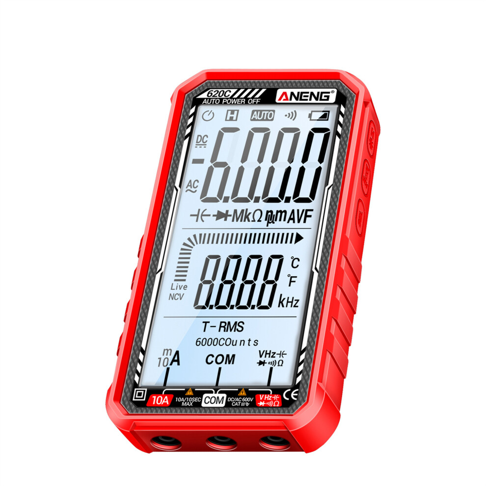 (Red) Digital Multimeter 6000 Counting Transistor Tester Auto Capacitance Meter Ac/Dc Red 320997753452