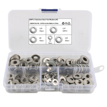 250PCS 304 Stainless Steel Flat Washer Assortment Kit - 5 Sizes