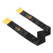 Black Choir Stole Satin Embroidered Cross Pastoral Worship Sash