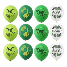 1 set 32 pcs dinosaur printed latex balloons green white