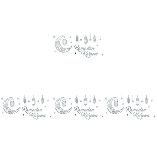 Silver Acrylic Moon Decal Eid Mubarak Mirror Effect Wall Sticker