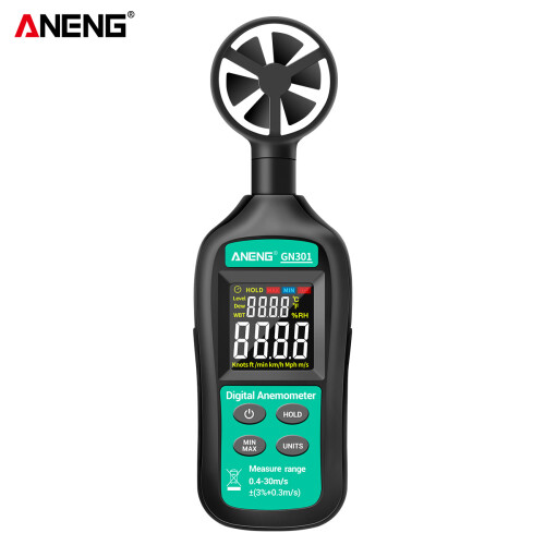 ANENG GN301 Digital Anemometer, Wind Speed Meter with Temperature, LCD Backlight