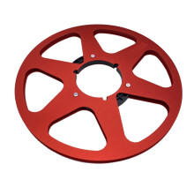 (Red) 1Pcs Take Up Reel Empty Aluminum Takeup Reel With 6 Holes & 10 Inch