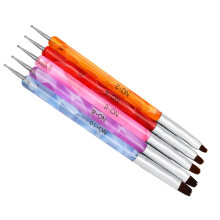 5St Nail Art Drill Pen Met Nylon Borstelpunt En Voor Nail Design