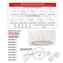 (XH2.54-Connectors) 460PCS JST PH2.0/XH2.54MM Connector kit 2/3/4/5/6Pin Plug With Terminal Wires Cables