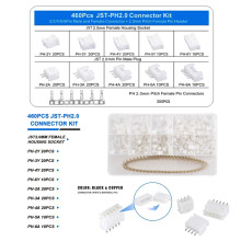 (PH2.0-Connectors) 460PCS JST PH2.0/XH2.54MM Connector kit 2/3/4/5/6Pin Plug With Terminal Wires Cables