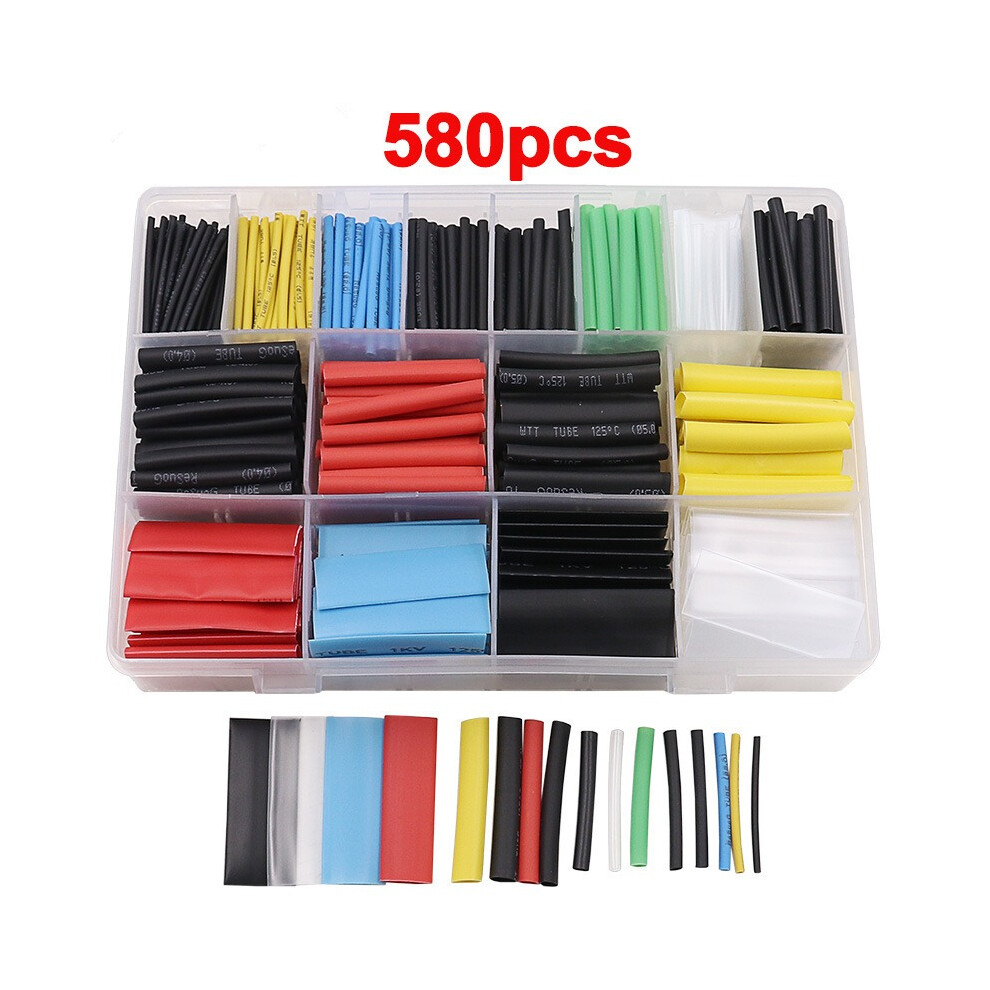 580Pcs Heat Shrink Tubing Wrapping Kit 2:1 Shrinkable Wire Shrinking Wrap Tubing 320997762867