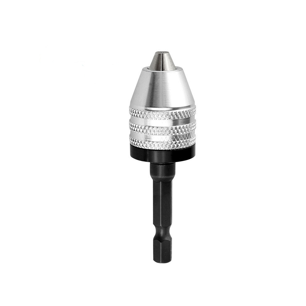 (White) 0.3-6.5Mm Impact Driver Keyless Drill Bit Chuck Adapter Converter 1/4" Hex Shank 320997762874