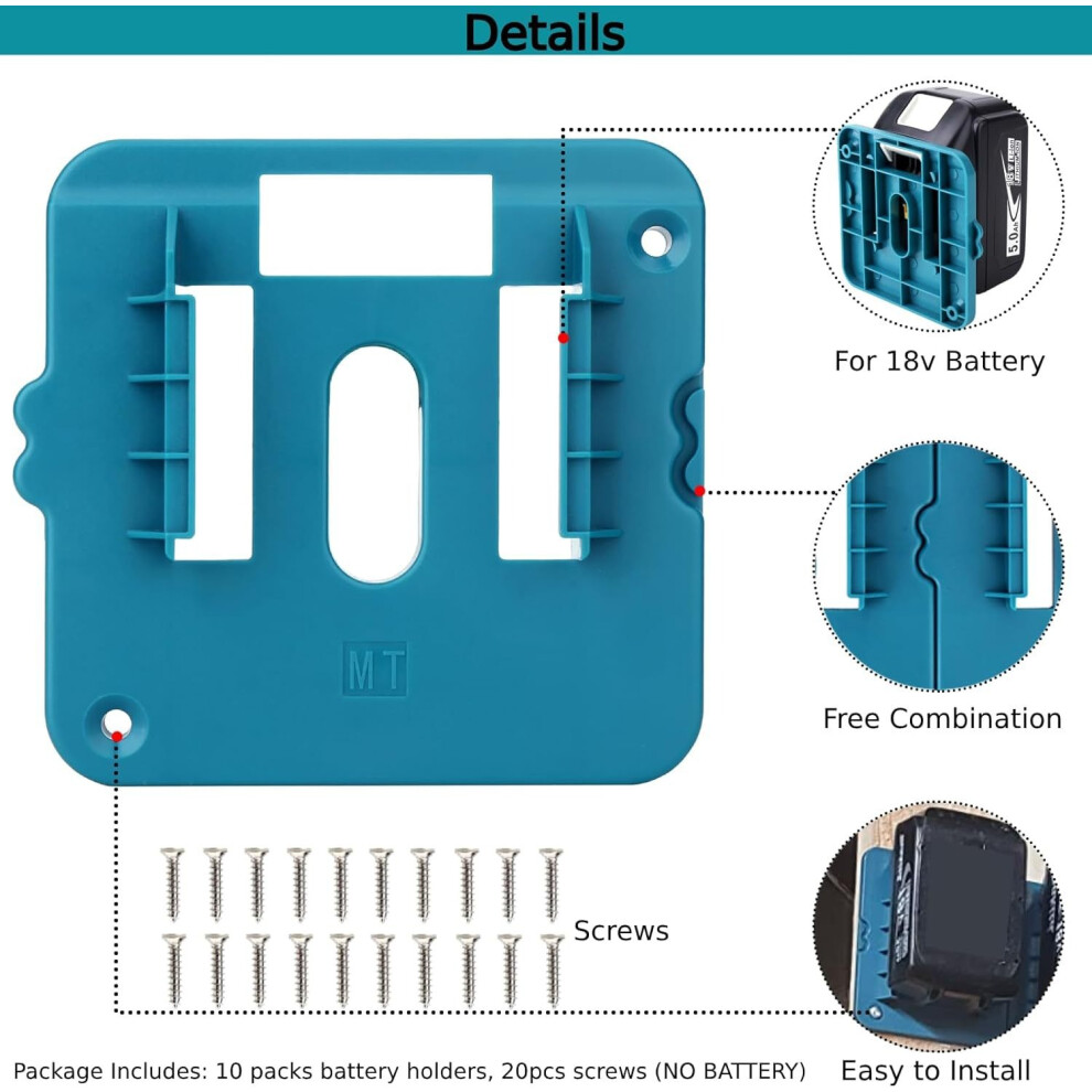 (1Pcs) 10Pcs Battery Holder Mount For Makita 18V Battery Dock Holder Fit For Bl1860 320997763130