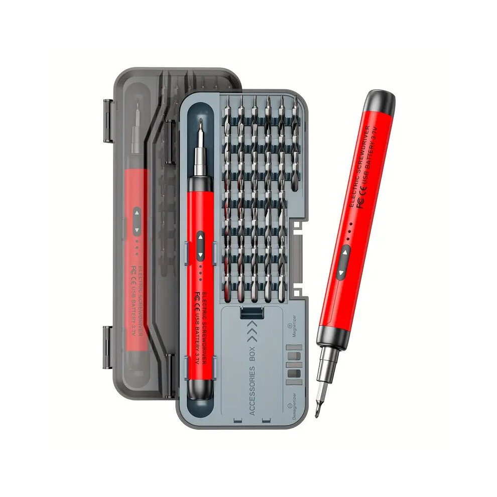Red (Red) Precision Power Tool Kit Electric Screwdriver Rechargeable Wireless Mini Small Bits