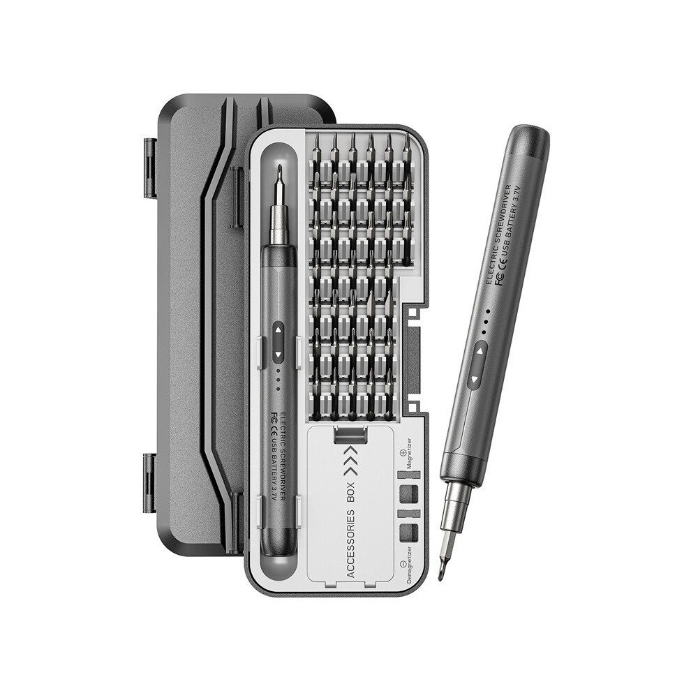 Gray (Gray) Precision Power Tool Kit Electric Screwdriver Rechargeable Wireless Mini Small Bits