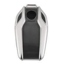 TPU Car Fully Key Case Cover LCD Remote Key Fob Case Cover for 7 Series 740 6 Series 5 Series 530I X3(Silver)