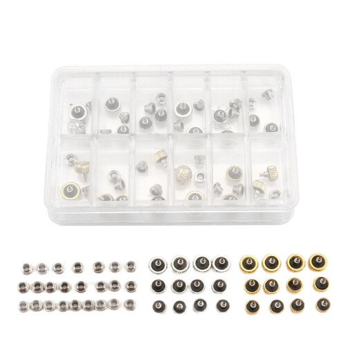 48PCS Watch Crowns Watch Waterproof Replacement Assorted Repair Tools with Box