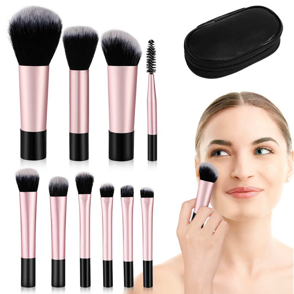 Solustre Travel Makeup Brush Artificial Fiber 10Pcs