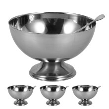4Pcs Silver Stainless Steel Pudding Cups Multiuse Footed Dessert Bowls