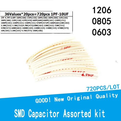 (Capacitor Pack-0603) 720PCS Assorted SMD Capacitor Kit - 1206/0805/0603 Sample Pack 2