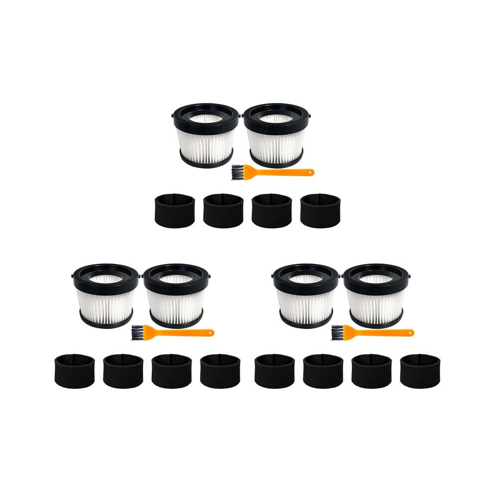 6Pcs Dcv5011h Hepa Filter For Dcv501hb Cordless Handheld Vacuum, With 12 Foam Sleeve Filters & 3 Brush 4714008723262