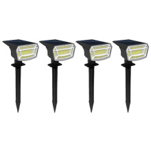 Lot de 4 Projecteurs Solaires Paysagers à 59 LED, Étanches, pour Jardin, Cour ou Terrasse, Lumière Chaude