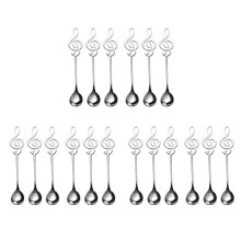18 Pack Cute Teaspoons Stainless Steel Musical Notation Shaped Coffee Spoons Dessert Cake Ice Cream Sugar Spoon