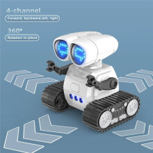 Rechargeable Remote Control Robot Toy with Music, LED Eyes, Walkie Talkie, RC Walking Robot Toy Gift for Kids