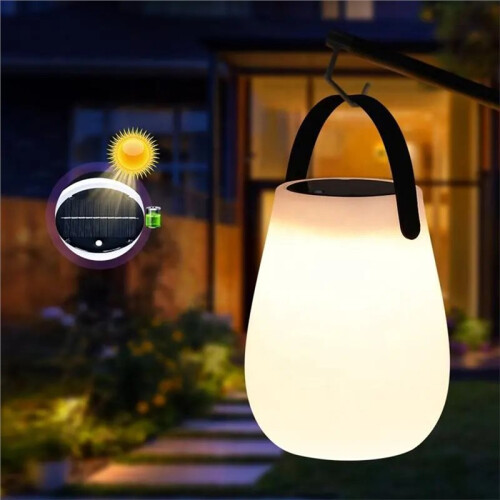 Solar Powered Outdoor Camping LED Tabletop Lantern Battery Cordless PE Table Lamp with Silicone Handle Light 1