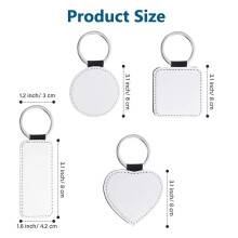 60 Pieces Sublimation Blank Keychains PU Leather Keychain Pendant Heat Transfer Keychain Ornament for DIY Crafts Making