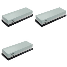 6x Whetsteen, 2-in-1 Slijpsteen, Waterstenen met Korrel 400/1000, Inclusief Messenslijper, Rubberen Steenhouder