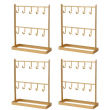 4X Tabletop Iron Jewelry Jewelry Earring Hanger Necklace Ring Earring Earring Shelf Display Shelf Porch Key Rack Gold
