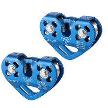 2X Outdoor Climbing Lifting Transportation Mountaineering Pulley Heart Shape Double Pulley Steel Cable Slide Pulley