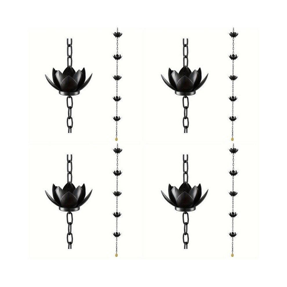 4X Rain Chain, Lotus Rain Catcher Chain For Gutters Outside Rain Chain Cups To Replace Gutter Downspout, Divert Water 6033206368111