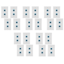 20 Pieces 2 Port Ethernet Wall Plate, RJ45 Cat6 Female to Female Jack Inline Coupler Face Plates
