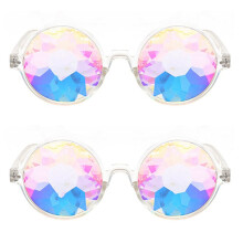 2X Kaleidoscope Glasses Rave Festival Party Sunglasses Diffracted Lens-Transparent