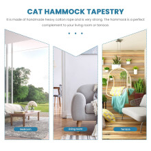Cat Hammock Swing Bed Macrame Cotton Rope Cat Hammock for Perch Wall Hanging Sleeping Window (Without Mat)