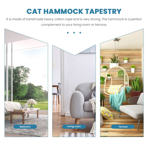 Cat Hammock  Swing Bed Macrame Cotton Rope Cat Hammock for Perch Wall Hanging Sleeping Window (Without Mat)