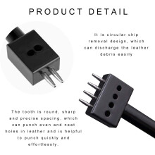 Set di Utensili per Foratura un Punta 3 Pezzi 5Mm Strumento per Punzonatura per Denti con Foro Tondo nel Pelle un , Scalpello per Cucitura con