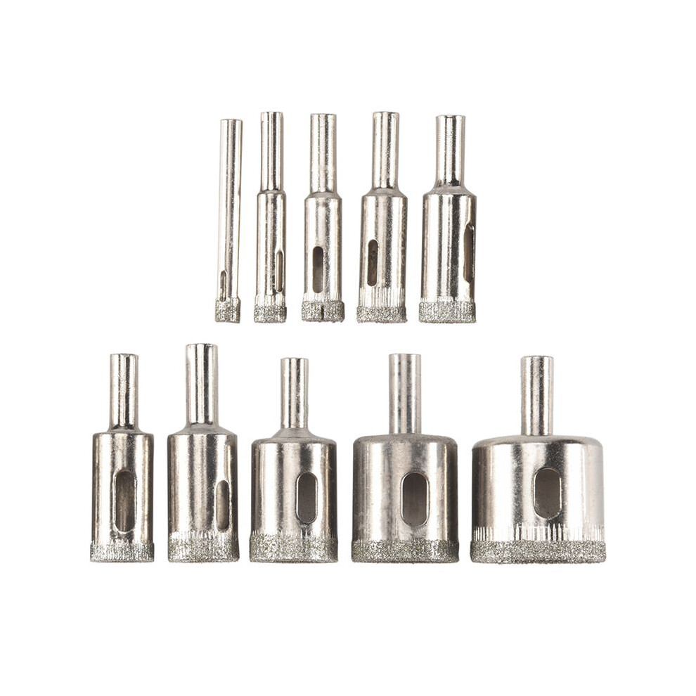 Diamond Drill Bits,10Pcs 6-32Mm Hole Saw Diamond Drill Bit Hollow Core Drill Bit Set For Diamond Coating, Carbon Steel For Glass, Ceramics, Porcelain, 4713822030327