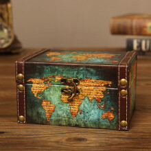 Vintage Storage Decorative Suitcase Small Retro Wooden Box Casket Lock Desktop Storage Box Finishing Muhe Jewelry Box 66 Road