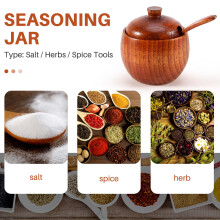 2Pcs Spice Jar Seasoning Can Sugar Bowl with Lid Spoon Wood Spice Storage Box Sugar Pot Salt Jars Kitchen Storage Container Condiment Jars