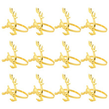 12Pcs Christmas Elk Deer Napkin Rings Gold Alloy Napkin Buckle Napkin Ring Holder Hotel Restaurant Wedding Party Dinner Table Decoration