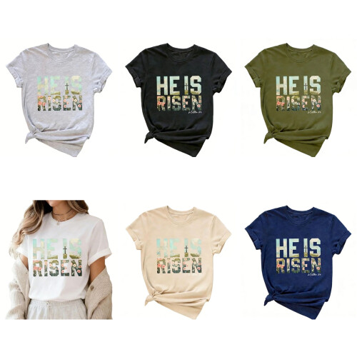 Ladies Cotton Blouse Trendy Easter Theme He Is Risen-White M 2