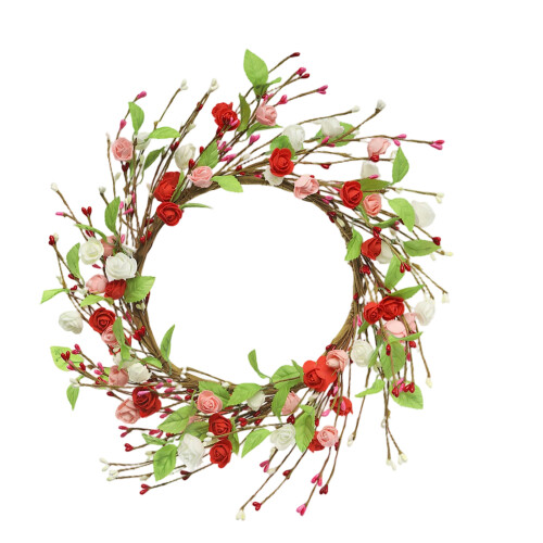 Decorative Plastic Heart Berries Wreath Elegant Valentines's-A