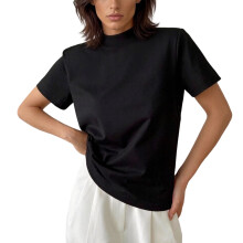 Stretch Pullover Top Lightweight Short Sleeve Shirt-Black L