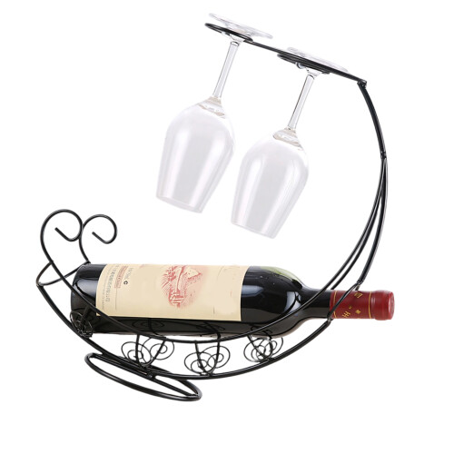 Compact Pirate Themed Metal Wine Rack Display Stand for-Black