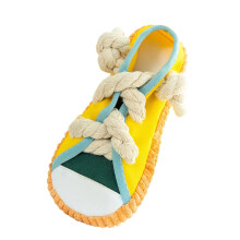Chaussure à mâcher pour chien avec son grinçant et corde-Jaune