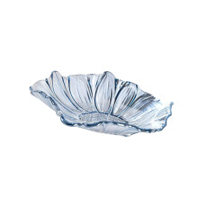 Geräumiger, dekorativer Snackbehälter aus Glas, Teller mit- Blau