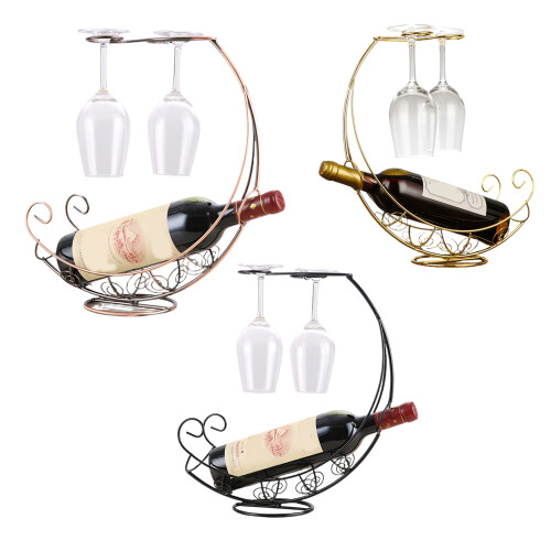 Compact Pirate Themed Metal Wine Rack Display Stand for-Black 1